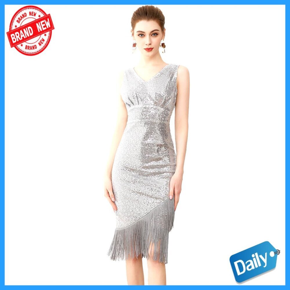 Sequin Fringe Flapper Dress Gatsby Party Cocktail Costume 1920s